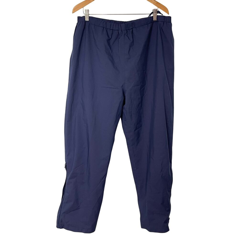 Eddie Bauer Mens Vintage Pants Nylon L Ankle Zip Elastic Waist Blue